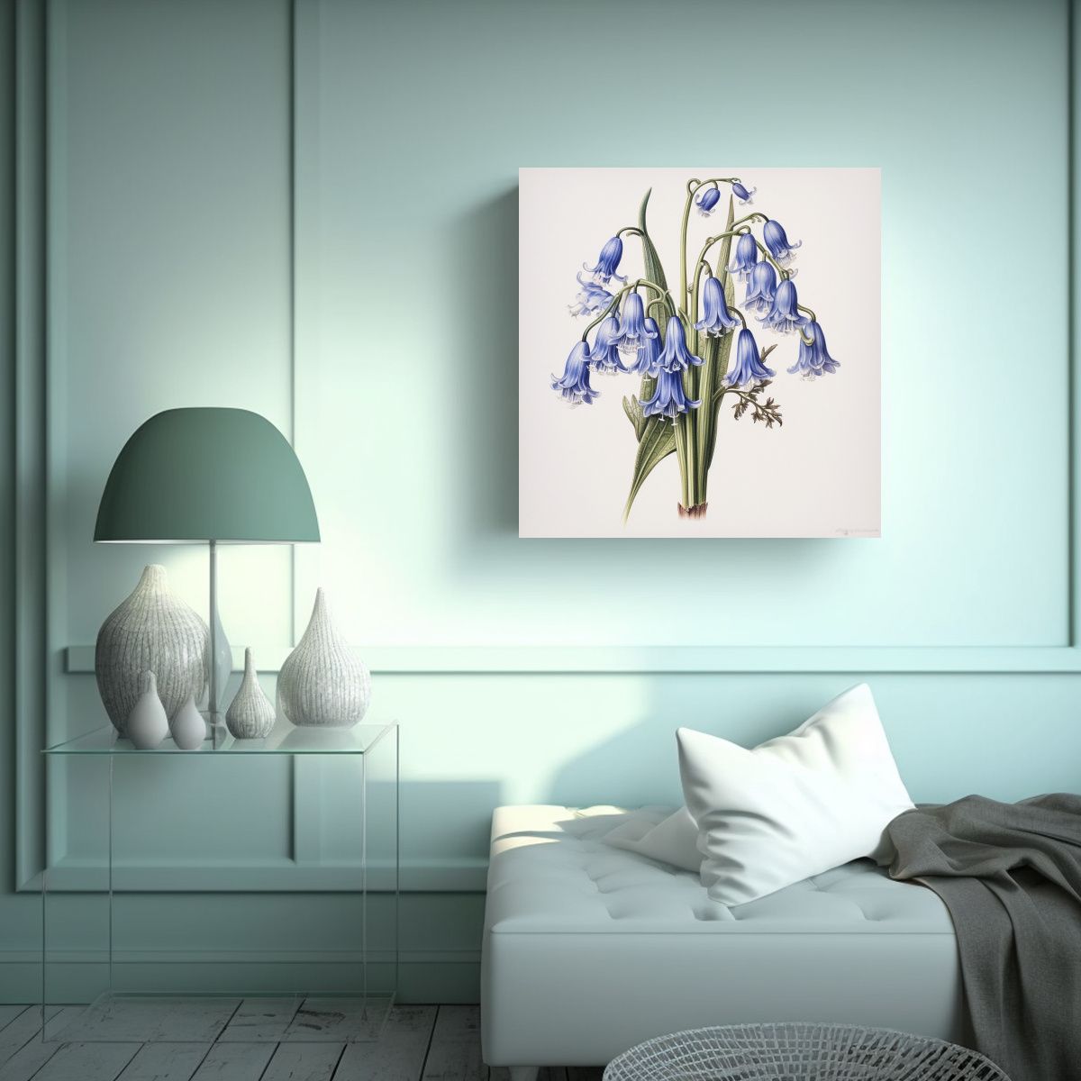 GENERICO - Ilustración Botánica Detallada De Bluebells En 40x40 Cm