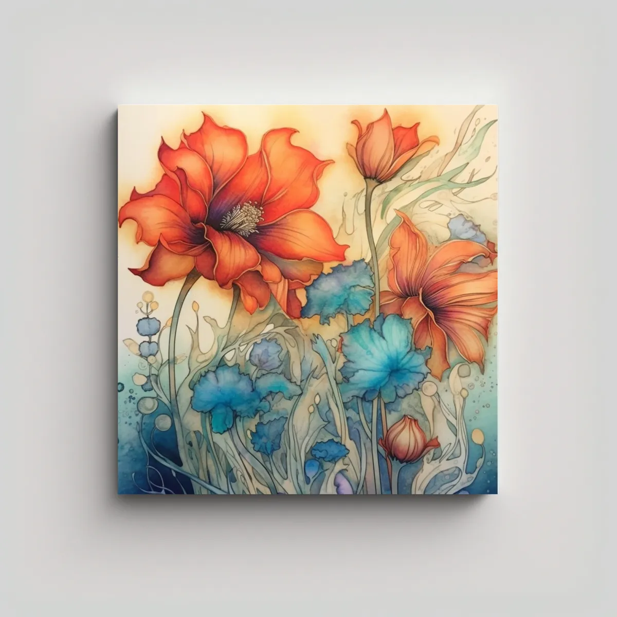 GENERICO - Arte Minimalista: Iridiscencia En Tonos Florales 30x30 Cm