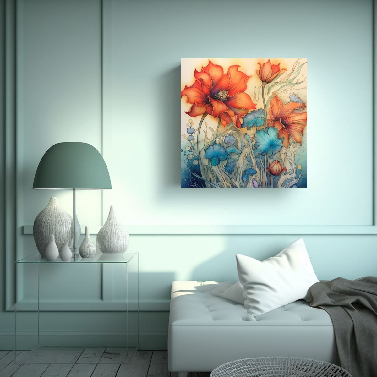 GENERICO - Arte Minimalista: Iridiscencia En Tonos Florales 50x50 Cm