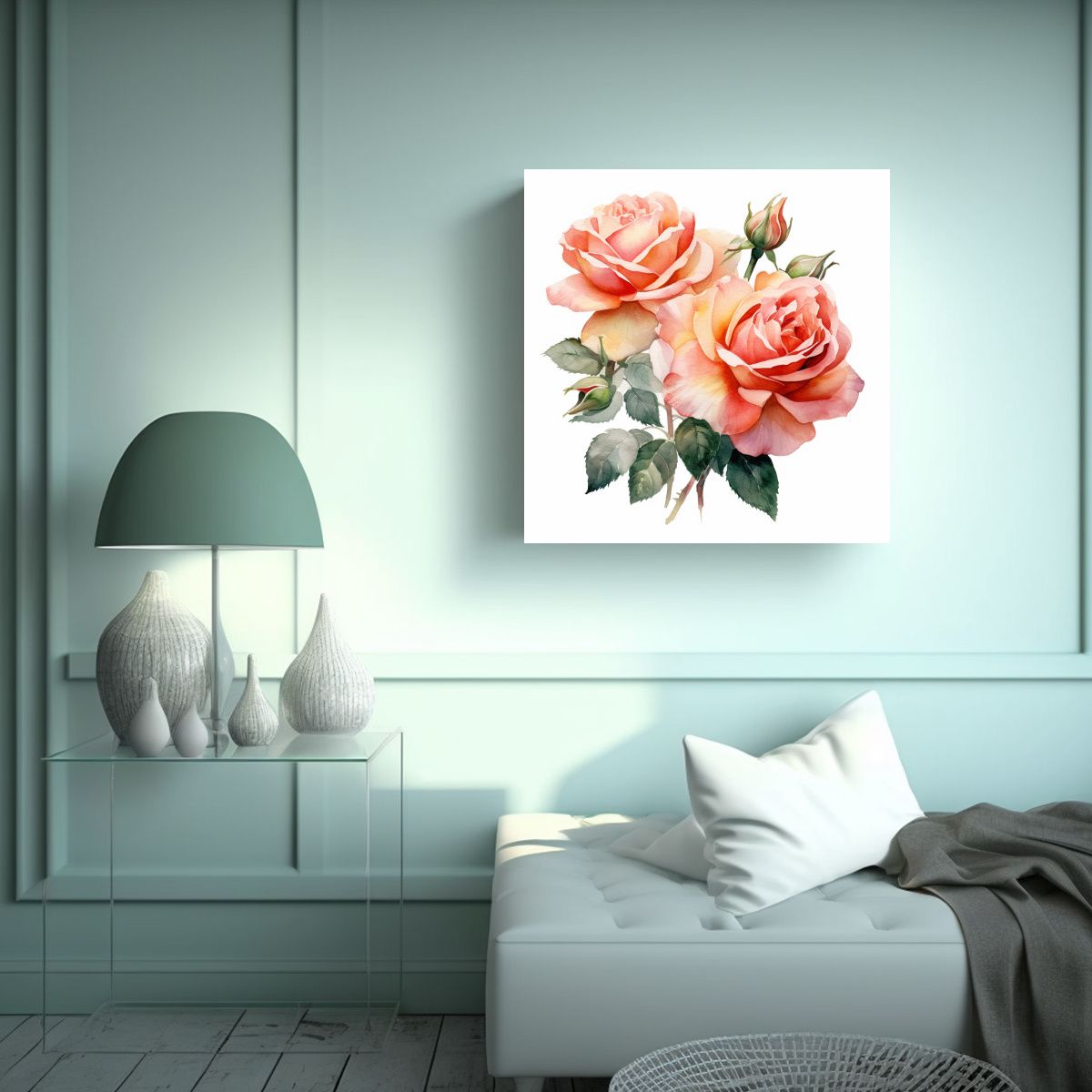 GENERICO - Arte Decorativo Lienzo Expresion Figuras Acuarela 90x90 Cm