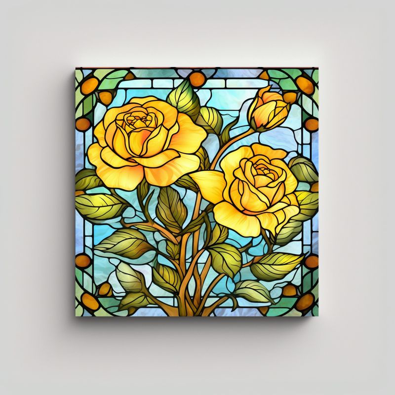 GENERICO - Modernos Lienzos En Tela Calma Vidriera Rosas 50x50 Cm