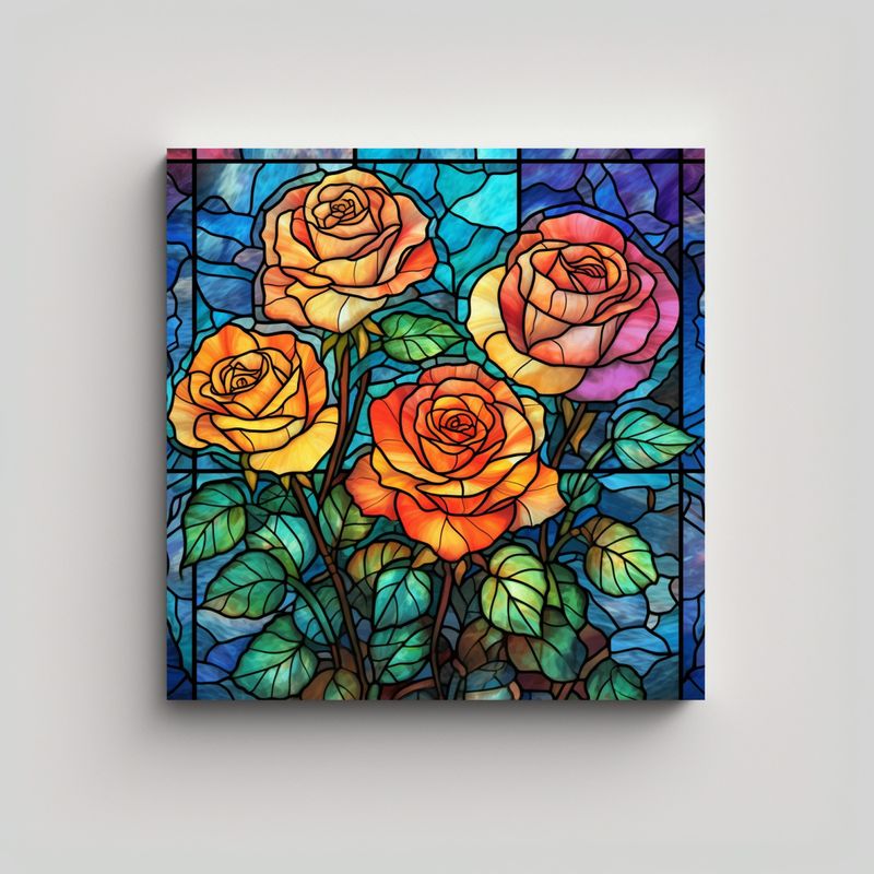 GENERICO - Elegante Vidriera Rosa, Arte Decorativo, Estilo 90x90 Cm