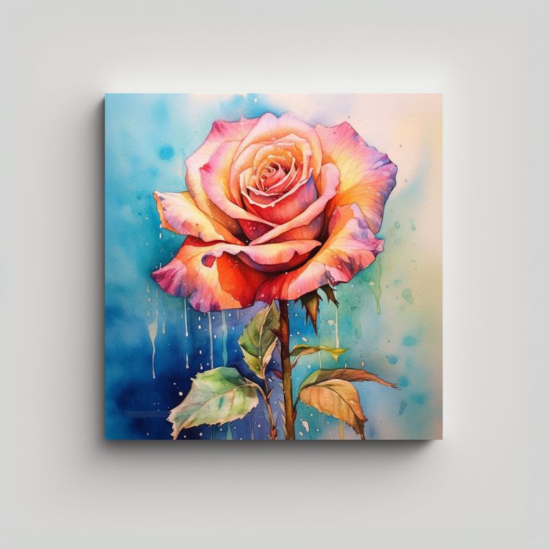 GENERICO - Villani Lienzo Cuadrado Expresividad: Bella Rosa 40x40 Cm