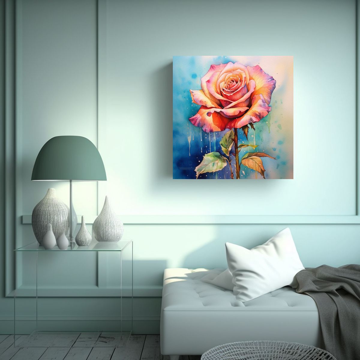 GENERICO - Villani Lienzo Cuadrado Expresividad: Bella Rosa 40x40 Cm.