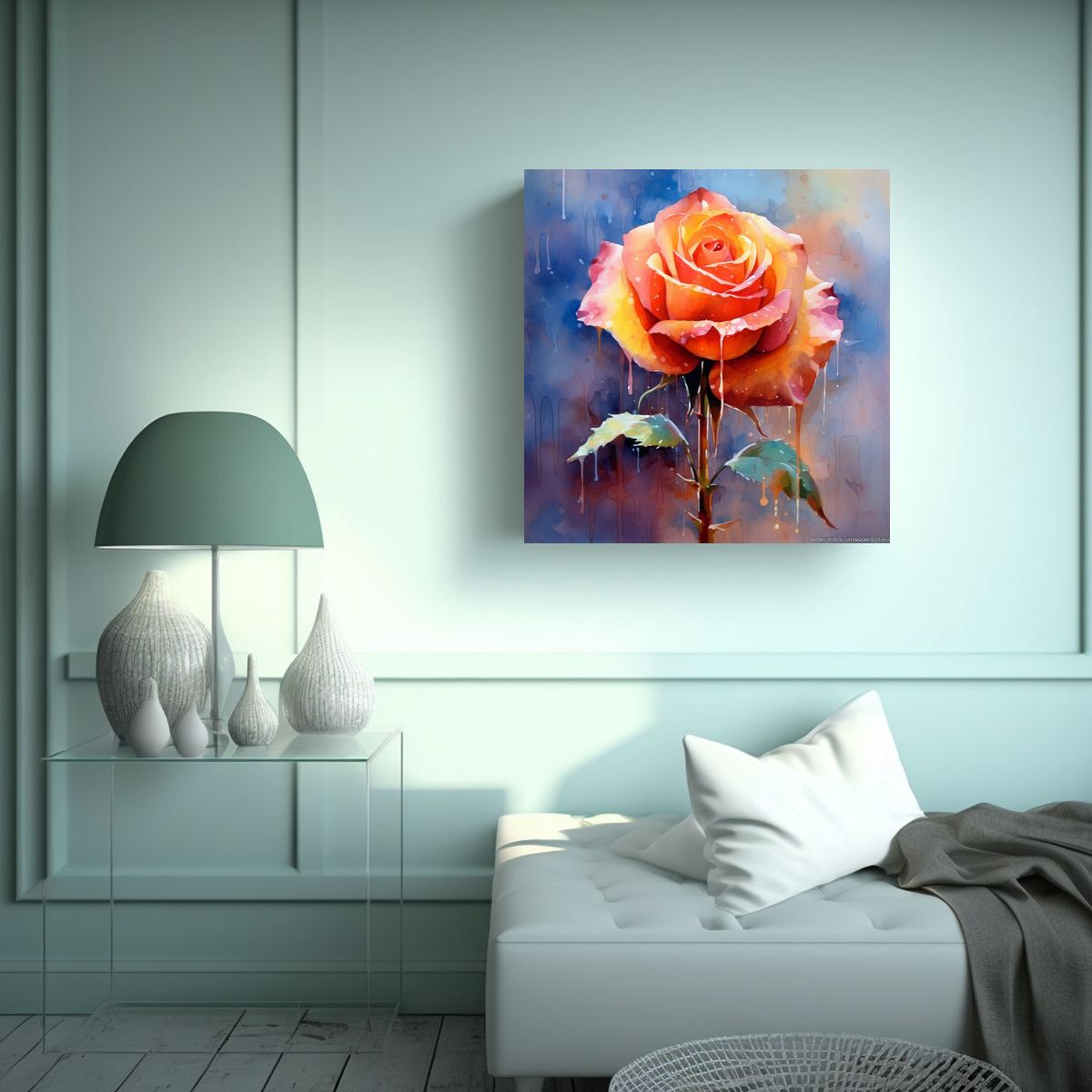 GENERICO - Rosa Villani En Lienzo De Alta Calidad: Belleza Y 70x70 Cm