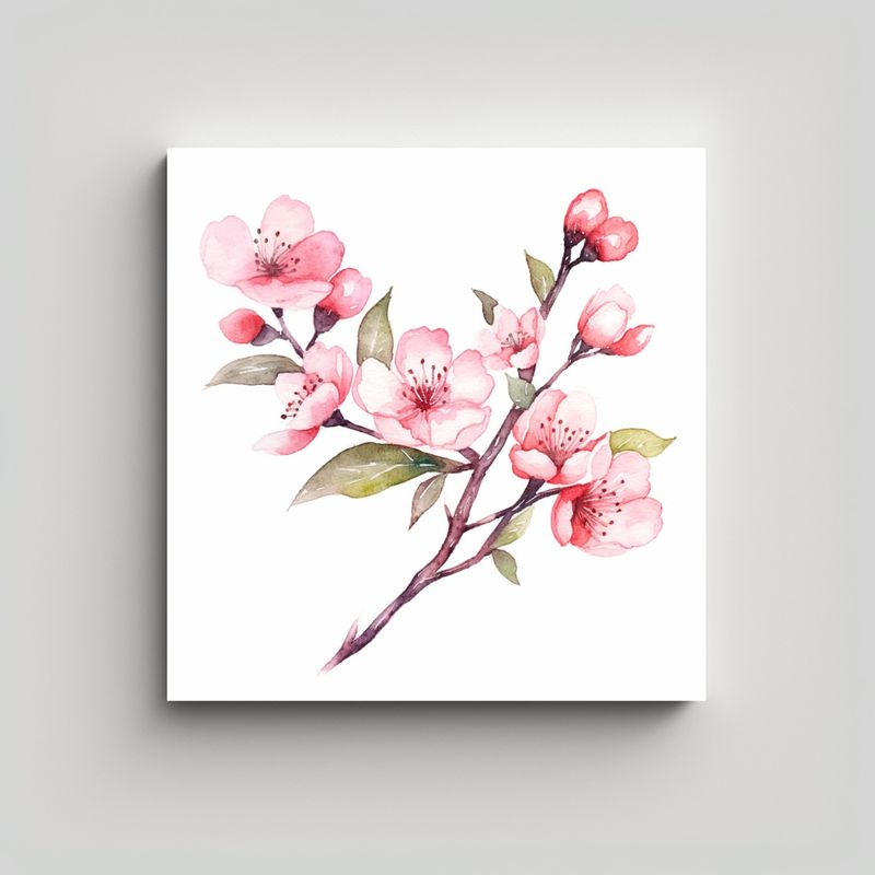 GENERICO - Patrón Intenso De Cerezo En Flor: Cuadro 50x50 Cm