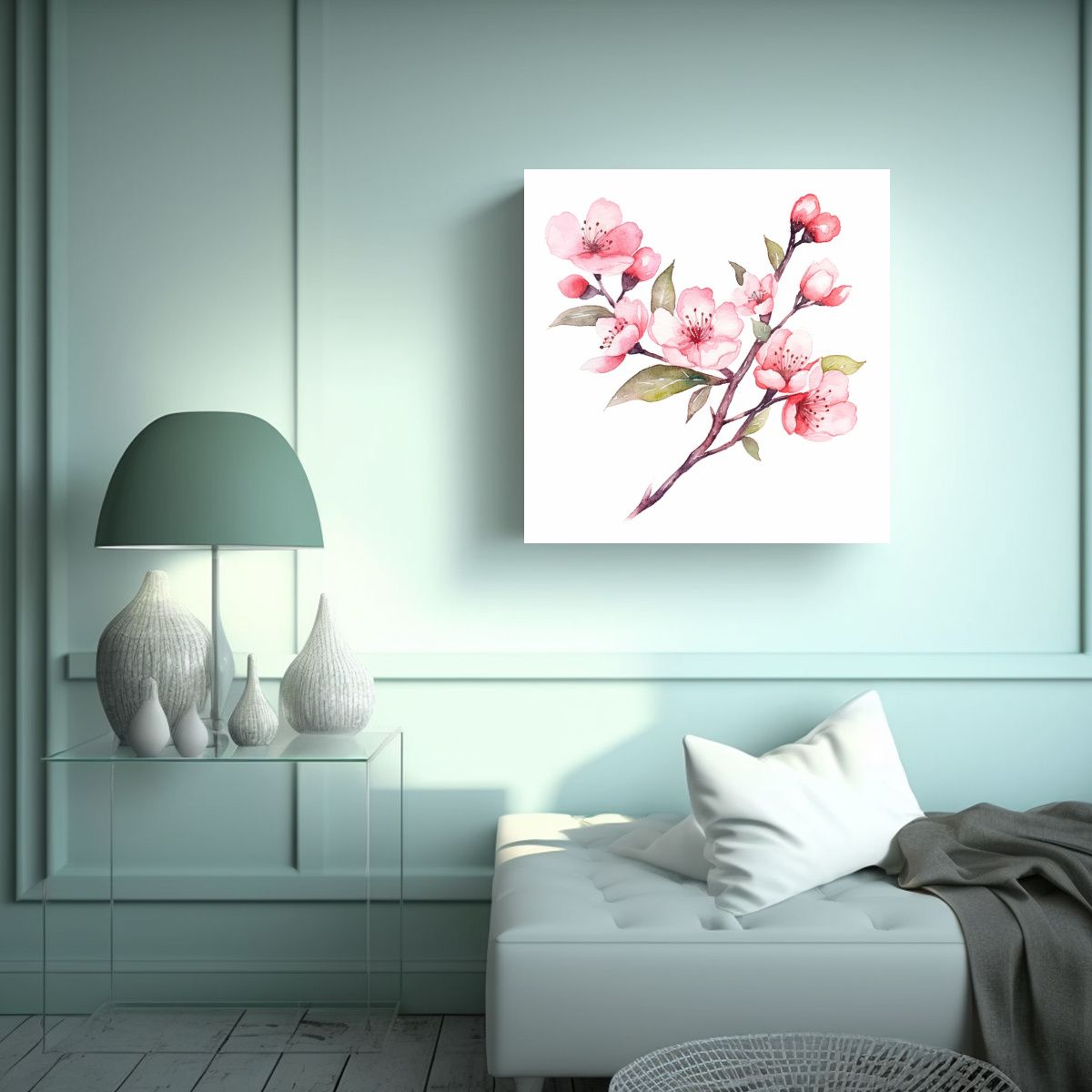 GENERICO - Patrón Intenso De Cerezo En Flor: Cuadro 40x40 Cm