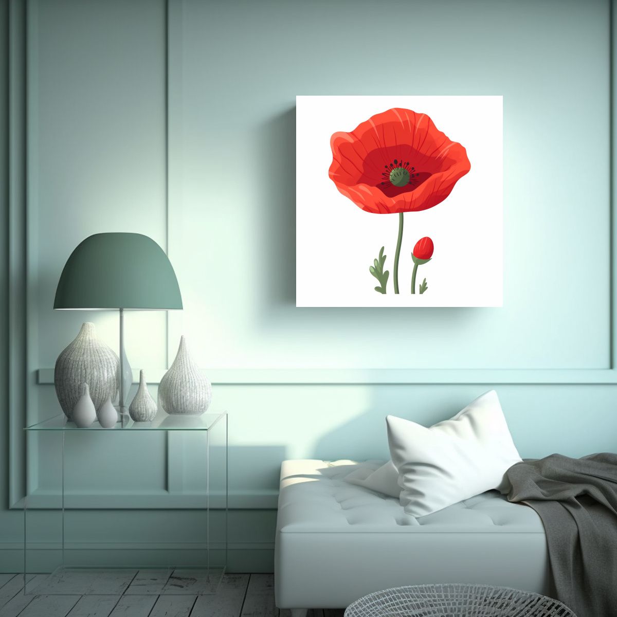 GENERICO - Cuadro Rojo De Dibujos Animados Alta Calidad 80x80 Cm