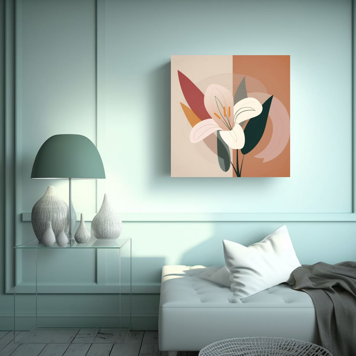 GENERICO - Ilustración Lily Estilo Picasso En Arte De Pared 60x60 Cm