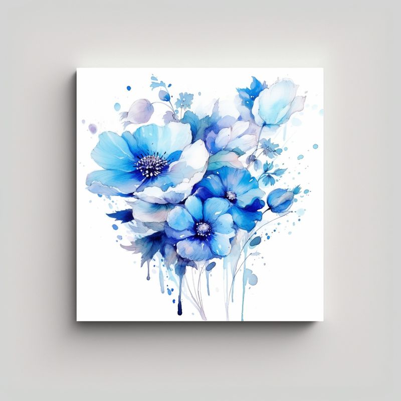 GENERICO - Ilustración Clásica De Flores Blu Bonet En Arte 60x60 Cm