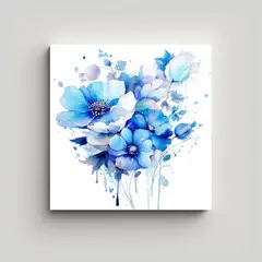 GENERICO - Ilustración Clásica De Flores Blu Bonet En Arte 50x50 Cm.