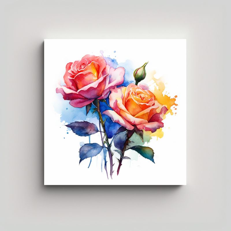 GENERICO - Composición Vintage De Rosas De Té Híbridas: 60x60 Cm