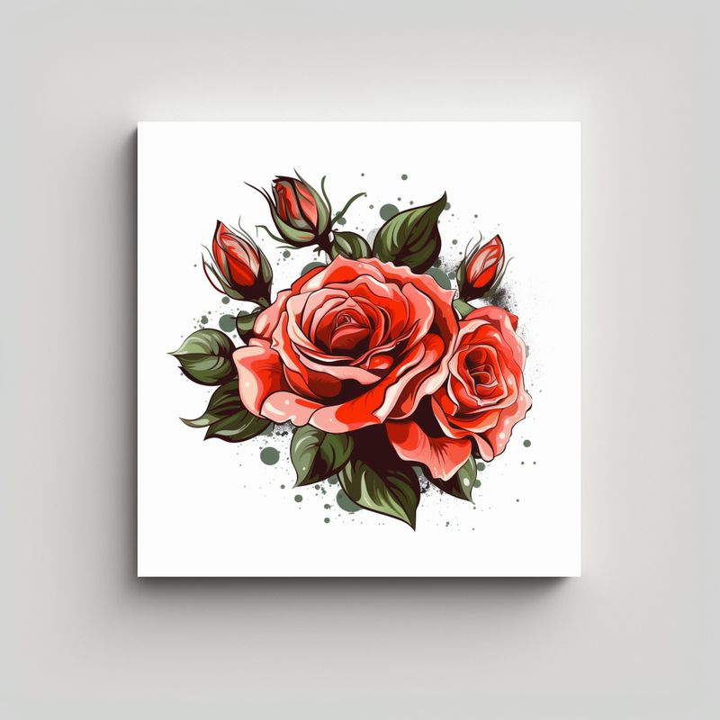 GENERICO - Cuadro Decorativo De Rosa Vectorial En Movimiento 60x60 Cm