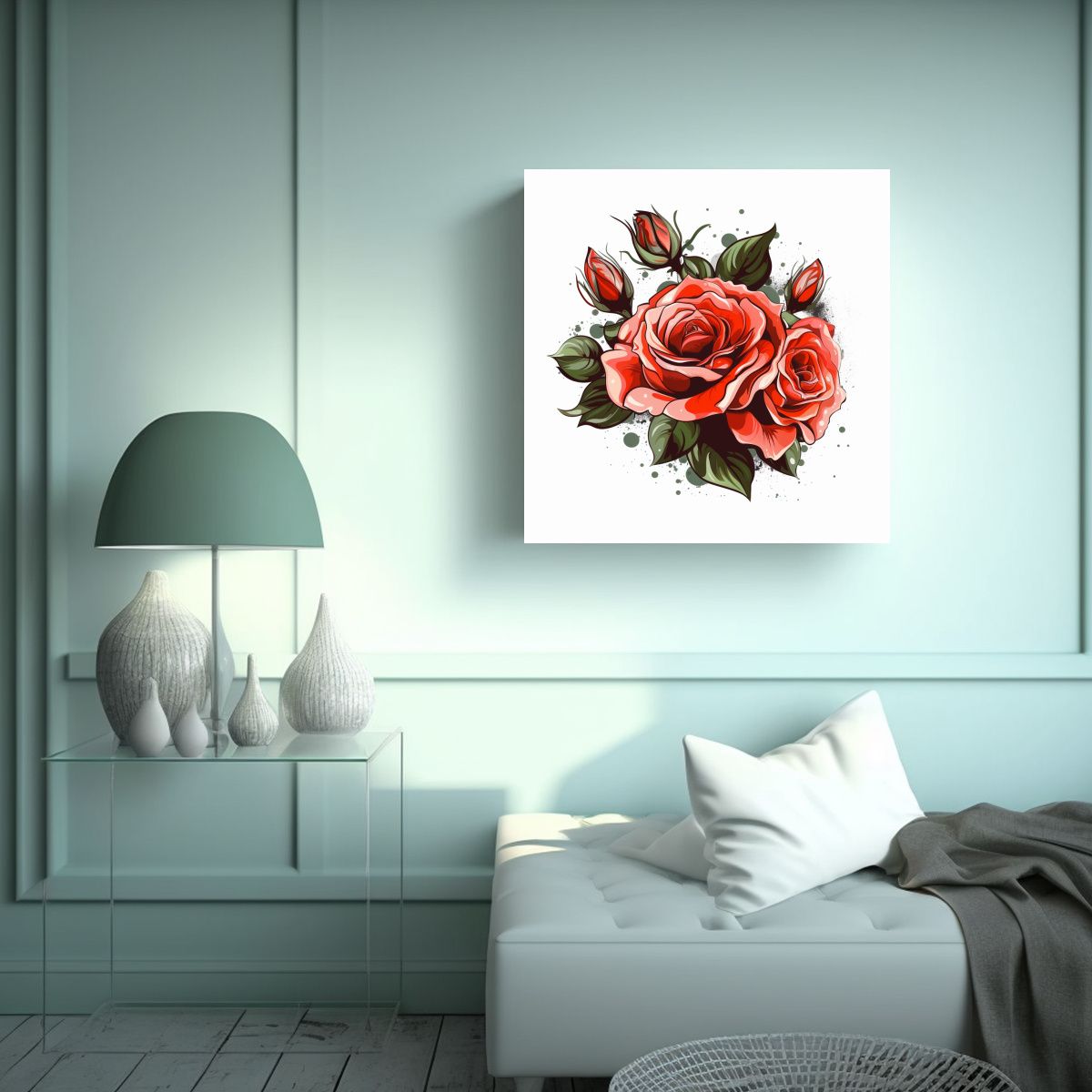 GENERICO - Cuadro Decorativo De Rosa Vectorial En Movimiento 80x80 Cm