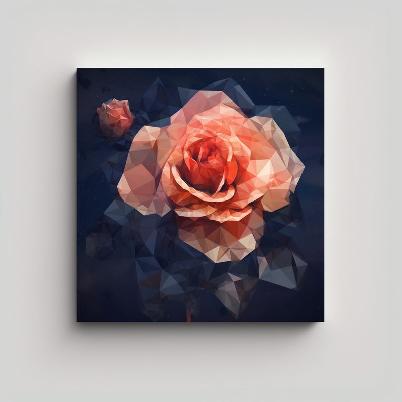 GENERICO - Canva Abstracto Floral: Mosaico Poligonal De Rosa 30x30 Cm