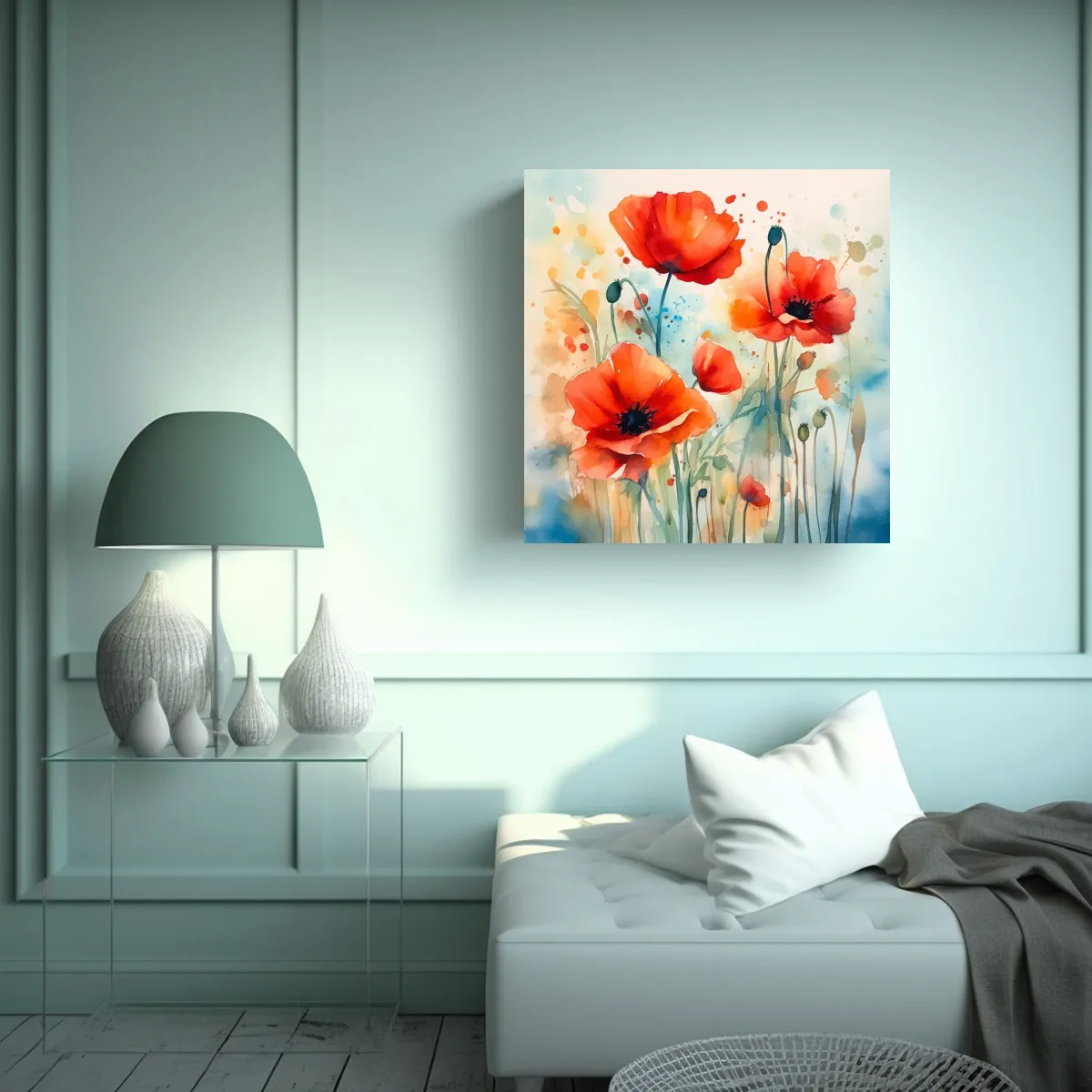 GENERICO - Sensibilidad Artística: Lienzo De Amapolas En 50x50 Cm