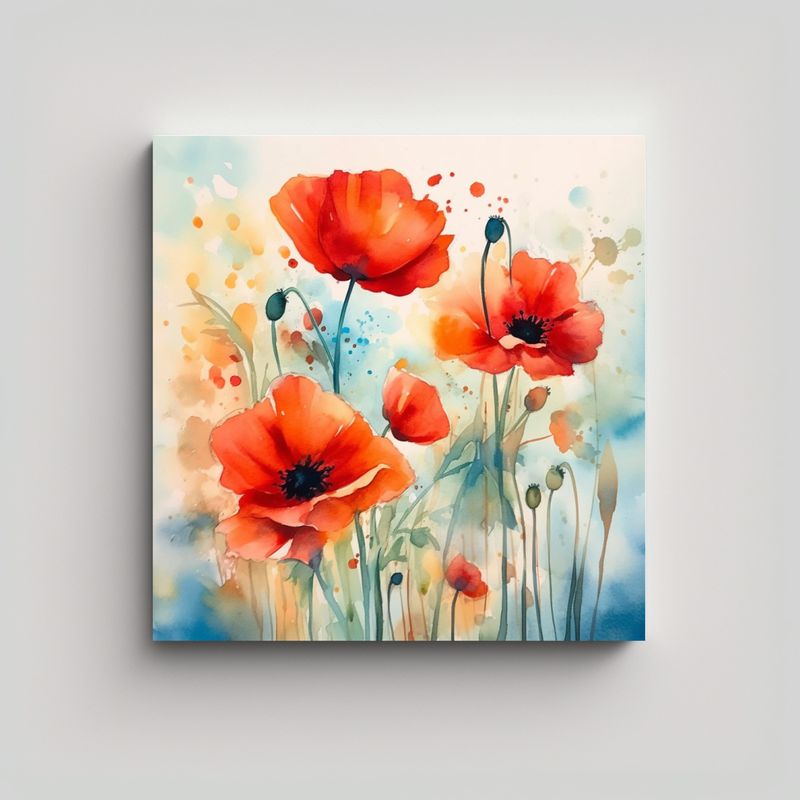 GENERICO - Sensibilidad Artística: Lienzo De Amapolas En 40x40 Cm
