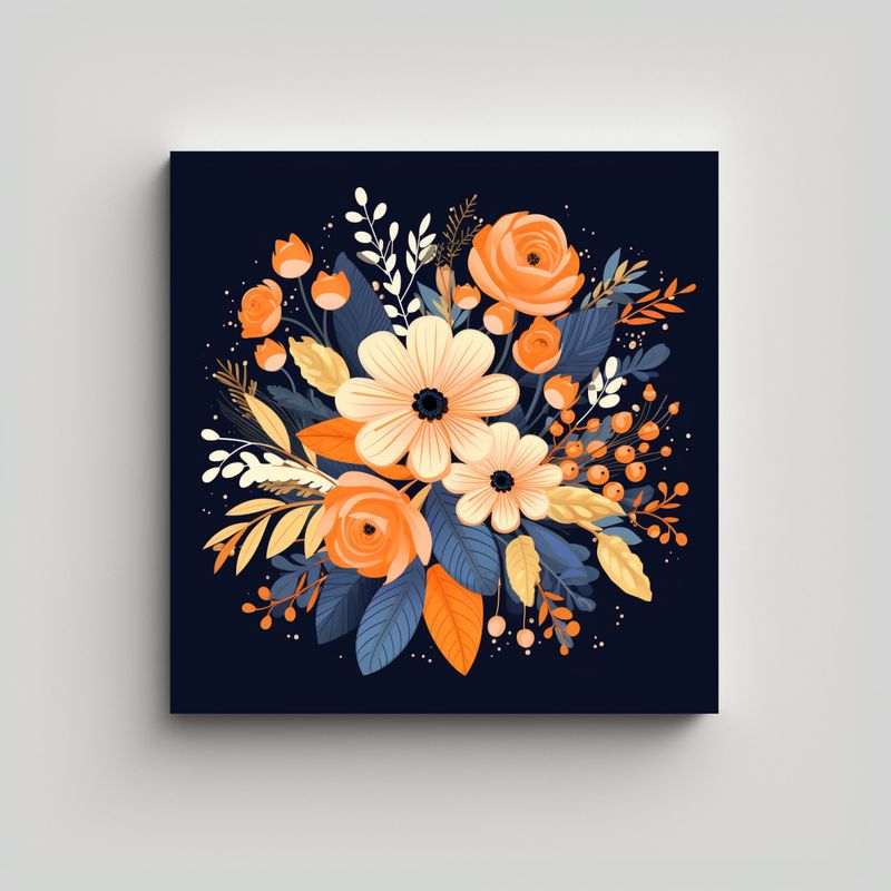 GENERICO - Cuadro Floral Expresivo: Bouquet Cute Flower En 40x40 Cm