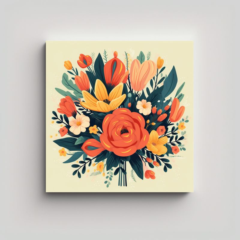 GENERICO - Dibujo En Relieve De Bouquet Floral: Arte De 40x40 Cm