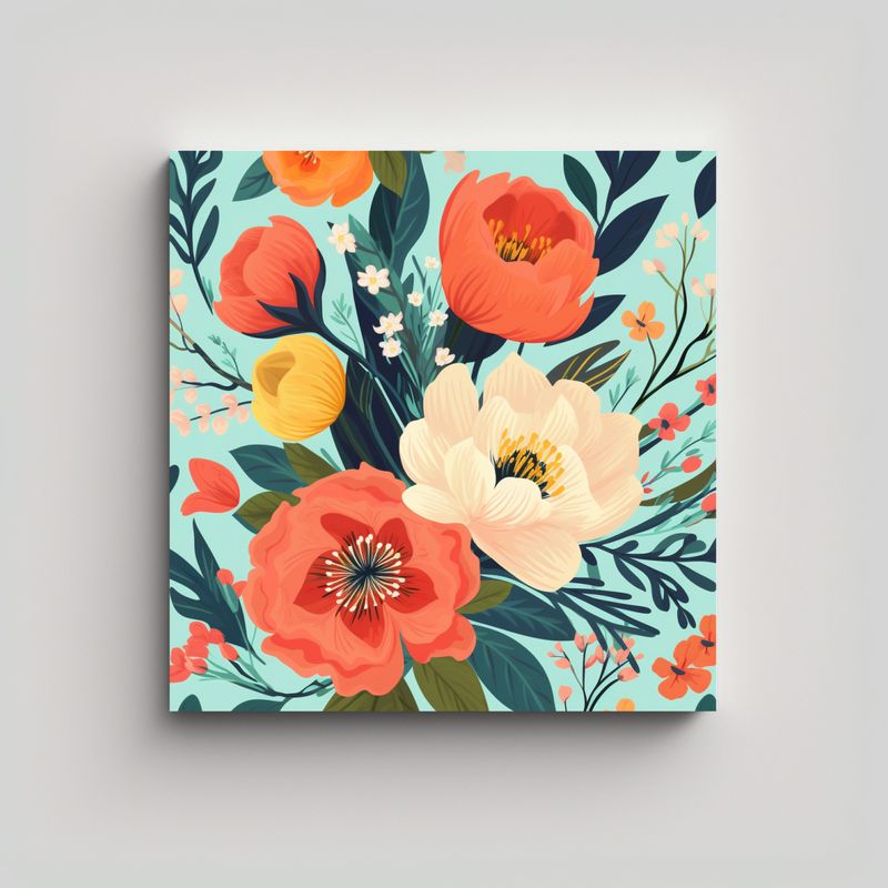 GENERICO - Innovador Lienzo De Tela Con Tierno Bouquet 30x30 Cm