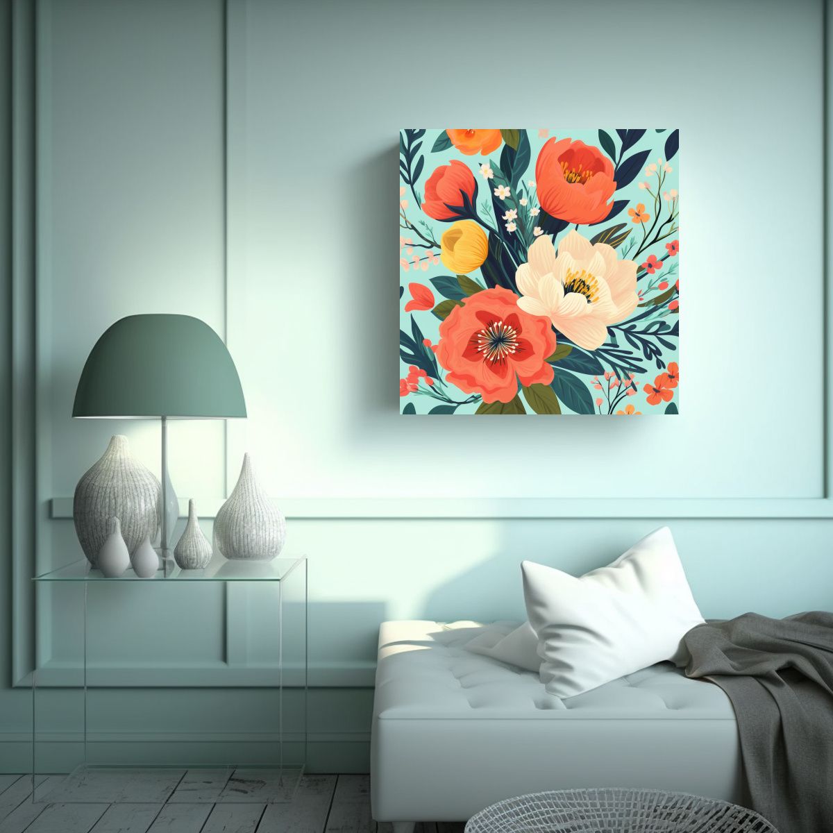 GENERICO - Innovador Lienzo De Tela Con Tierno Bouquet 30x30 Cm