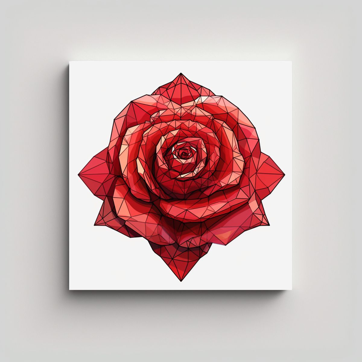 GENERICO - Ilustración Vibrante De Rosa Geométrica Roja En 60x60 Cm