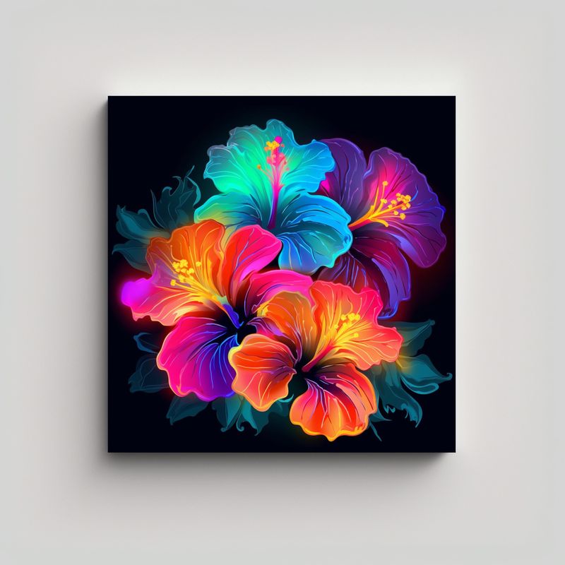 GENERICO - Cuadro Minimalista Con Vibrantes Flores De 40x40 Cm