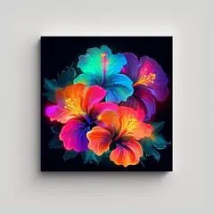 GENERICO - Cuadro Minimalista Con Vibrantes Flores De 40x40 Cm