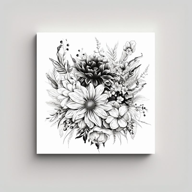 GENERICO - Ilustración Vectorial Floral En Lienzo Estilo 70x70 Cm