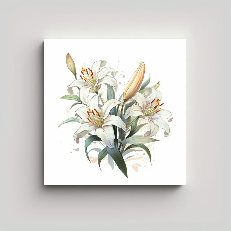 GENERICO - Cuadro Moderno Canva Con Lirios Elegantes En 30x30 Cm