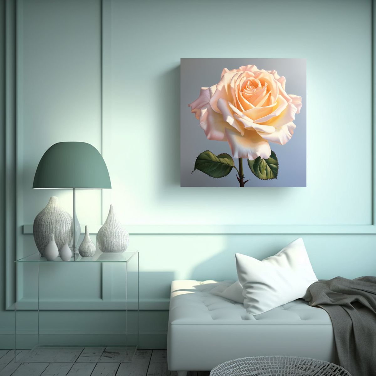 GENERICO - Cuadro Decorativo Hiperrealista: Rosa Suave En 30x30 Cm