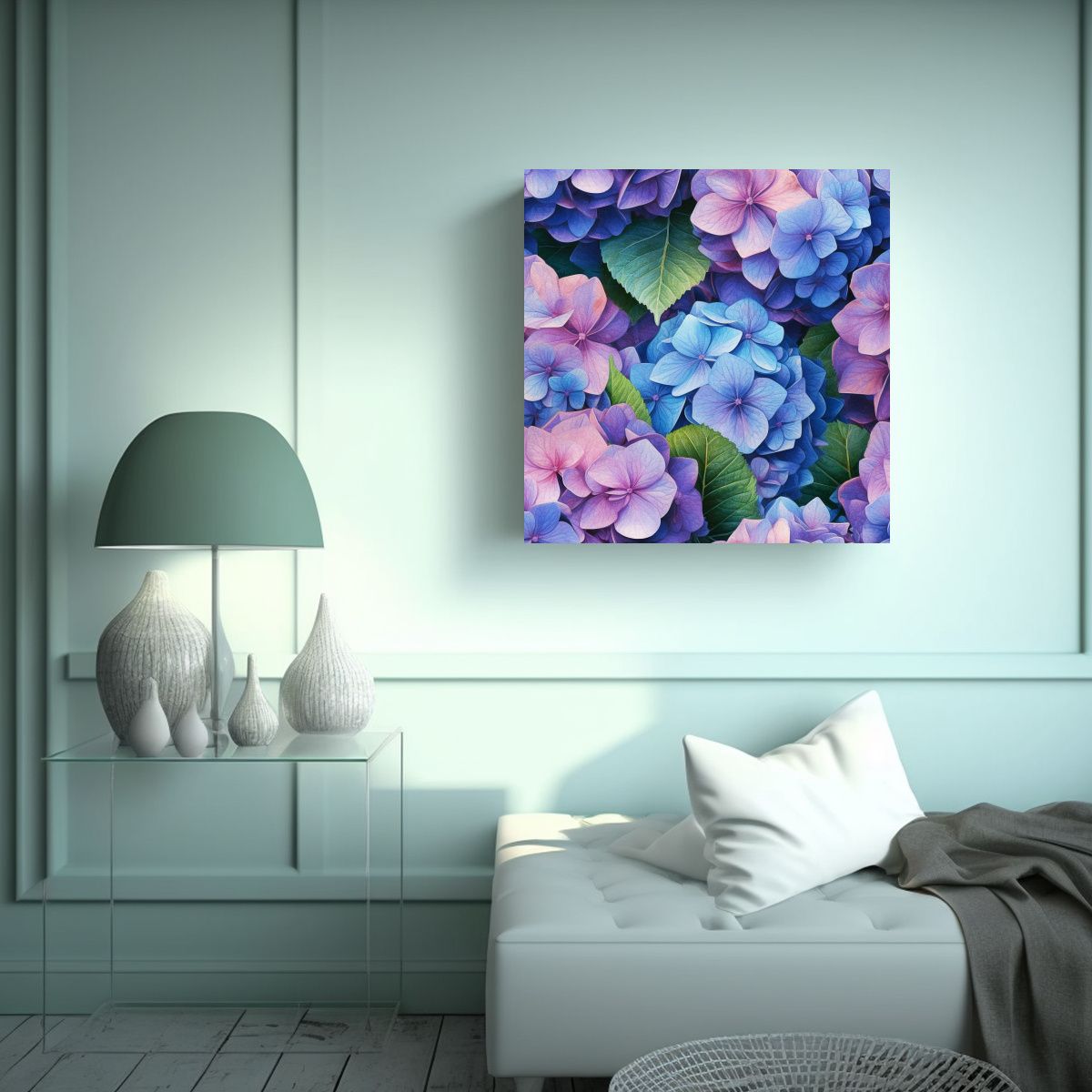 GENERICO - Estilo De Pintura Al Óleo Elegante Hortensia 60x60 Cm