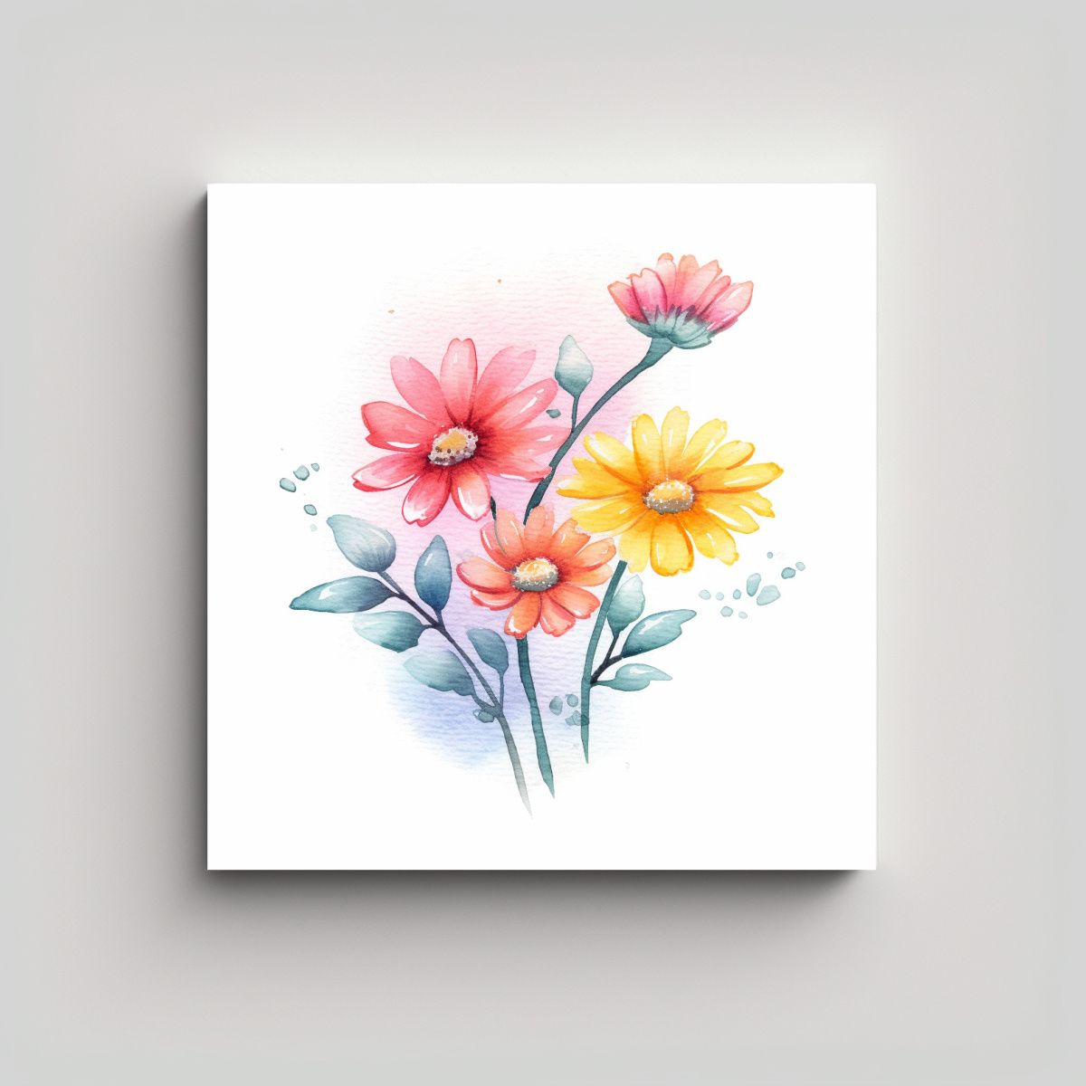 GENERICO - Pintura Acuarela Floral Vintage Armonía 90x90 Cm