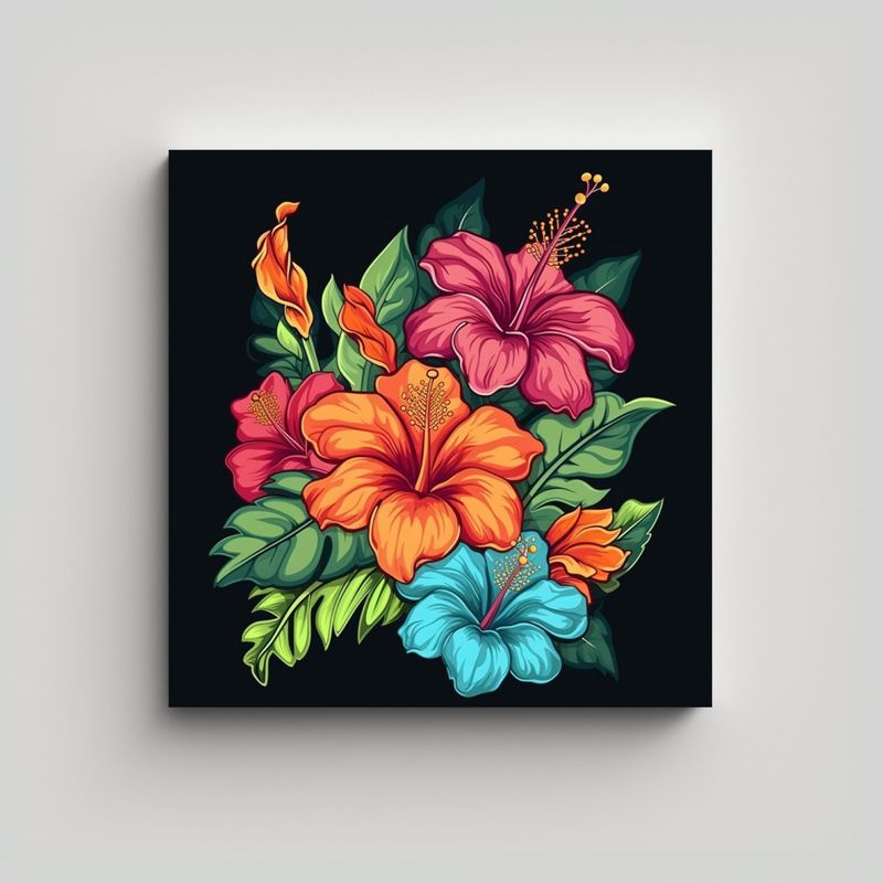 GENERICO - Diseño Artesanal Vintage De Hibiscus Floral En 40x40 Cm