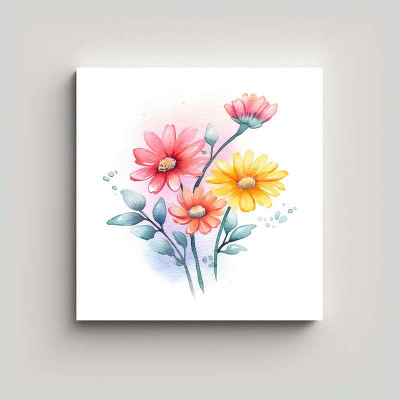 GENERICO - Pintura Acuarela Floral Vintage Armonía 70x70 Cm