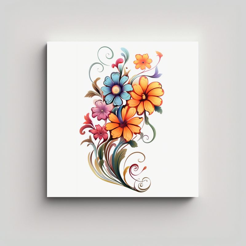 GENERICO - Cuadro De Arte Callejero Con Grupo De Flores 90x90 Cm