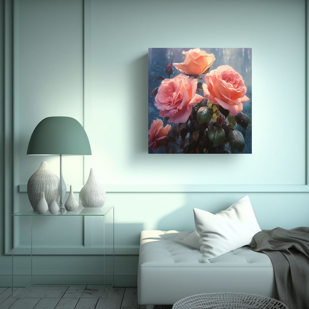 GENERICO - Arte Ambiente Tonos Rosas, Pintura Decorativa 80x80 Cm