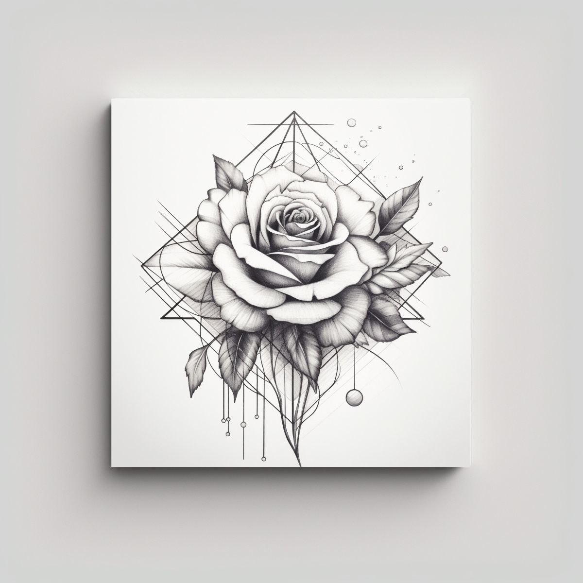 GENERICO - Rosa Surrealista Con Patrones Geométricos: Arte 80x80 Cm