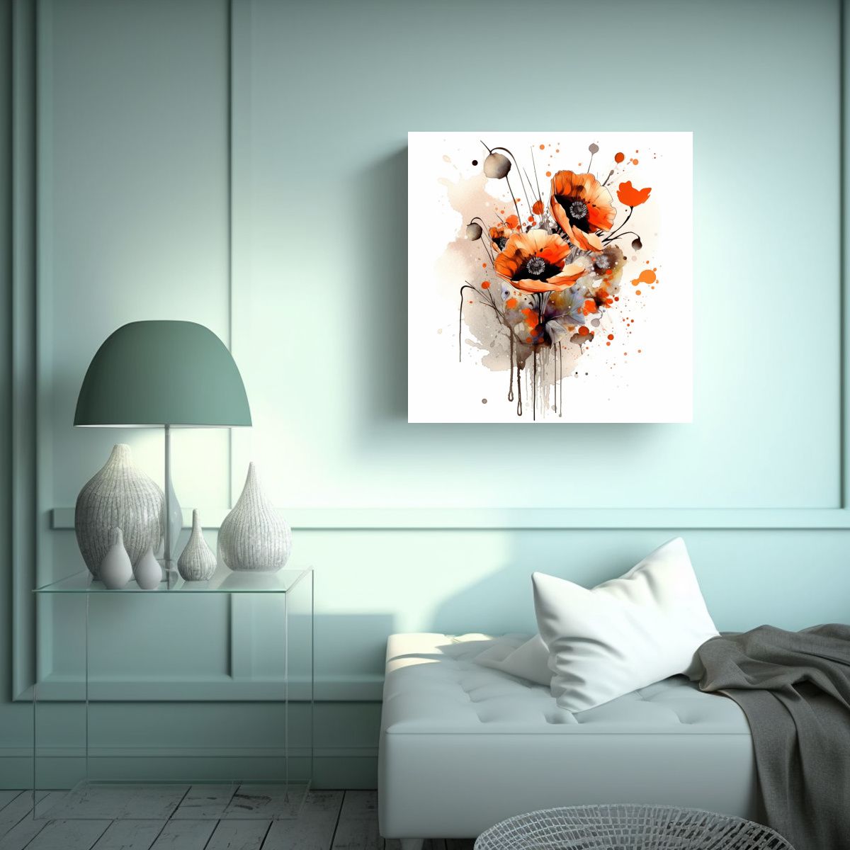 GENERICO - Galería Clásica Cuadro Poppies Tattoo Arte 70x70 Cm