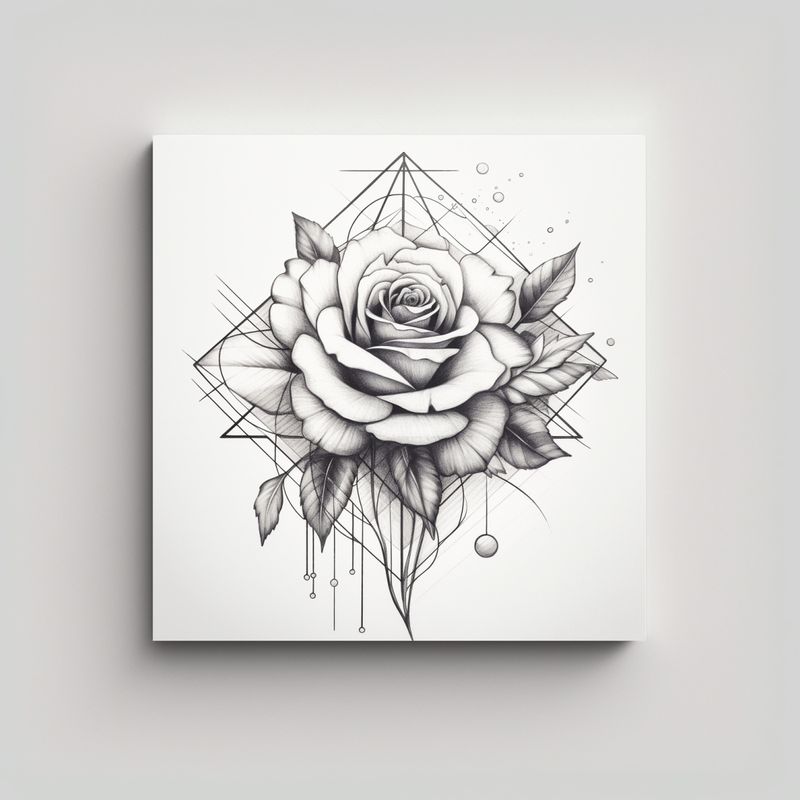 GENERICO - Rosa Surrealista Con Patrones Geométricos: Arte 30x30 Cm