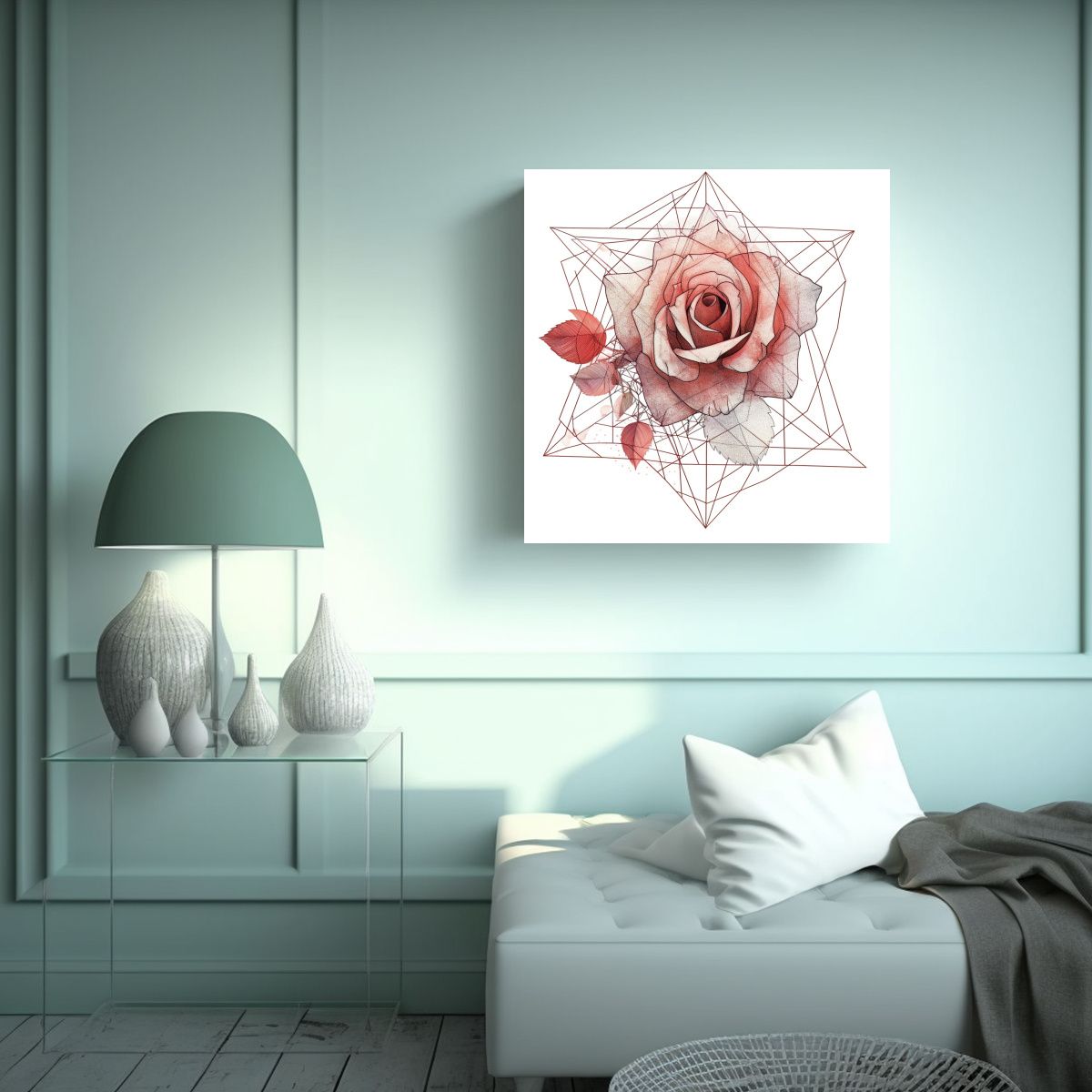 GENERICO - Estética De Rosa Geométrica: Composición De 90x90 Cm