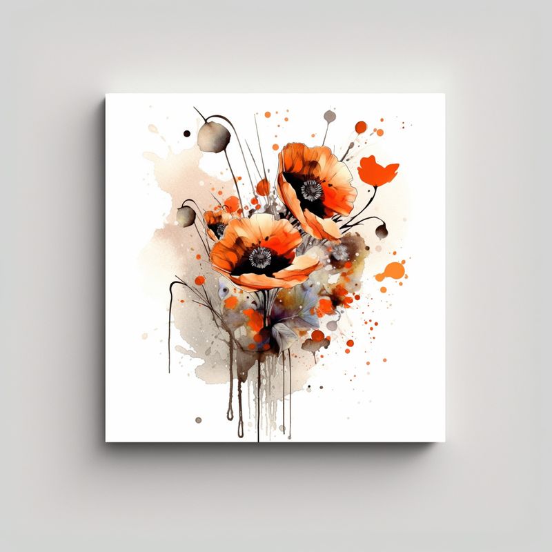 GENERICO - Galería Clásica Cuadro Poppies Tattoo Arte 80x80 Cm