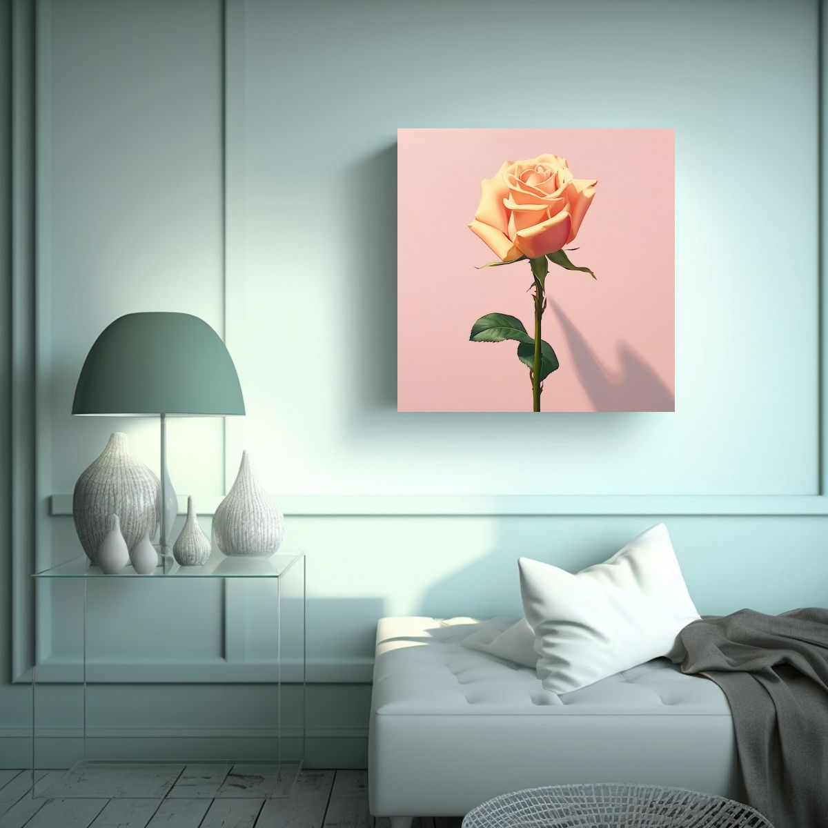 GENERICO - Cuadro De Rosa Rosa: Diseño Original Y Simple - 60x60 Cm