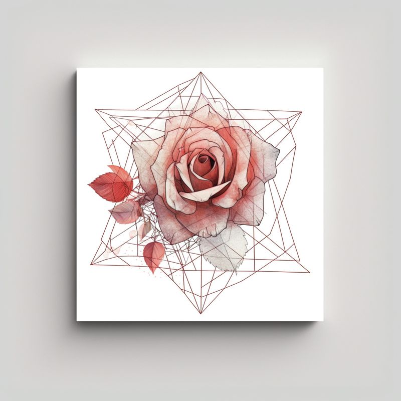 GENERICO - Estética De Rosa Geométrica: Composición De 30x30 Cm