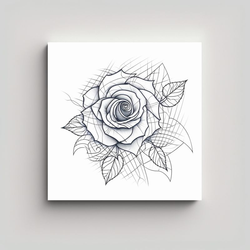 GENERICO - Rosa Geométrica En Lienzo Creativo De 70x70 Cm