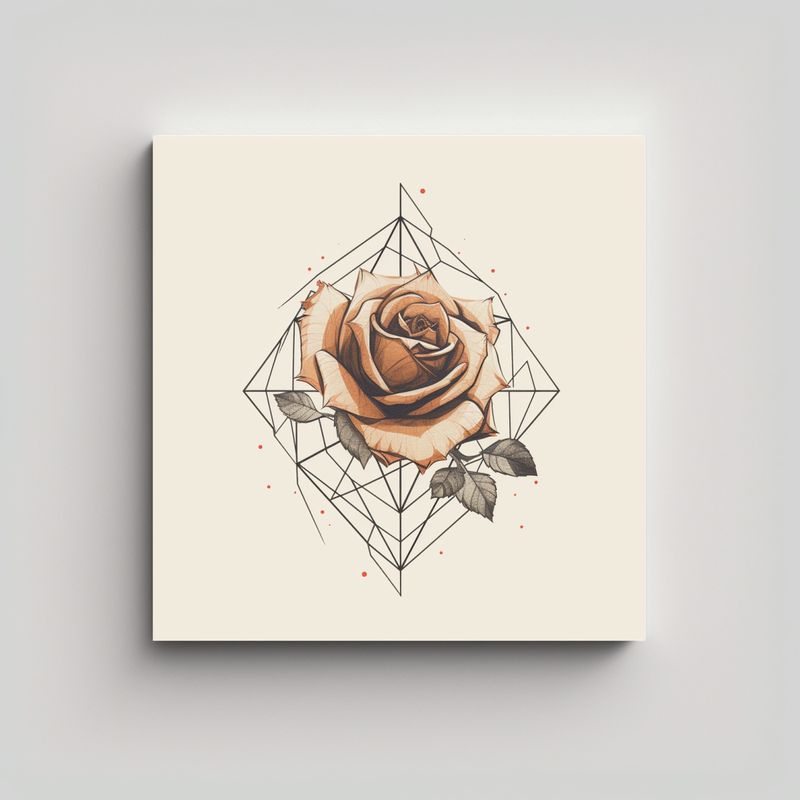 GENERICO - Riqueza Visual: Rosa Geométrica Fineline En Arte 90x90 Cm