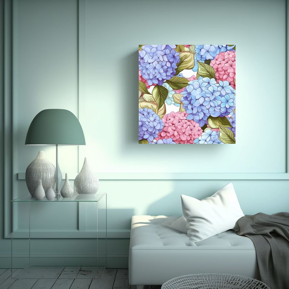 GENERICO - Vitalidad Movimiento Arte Pared Flores Hortensias 60x60 Cm