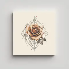 GENERICO - Riqueza Visual: Rosa Geométrica Fineline En Arte 30x30 Cm