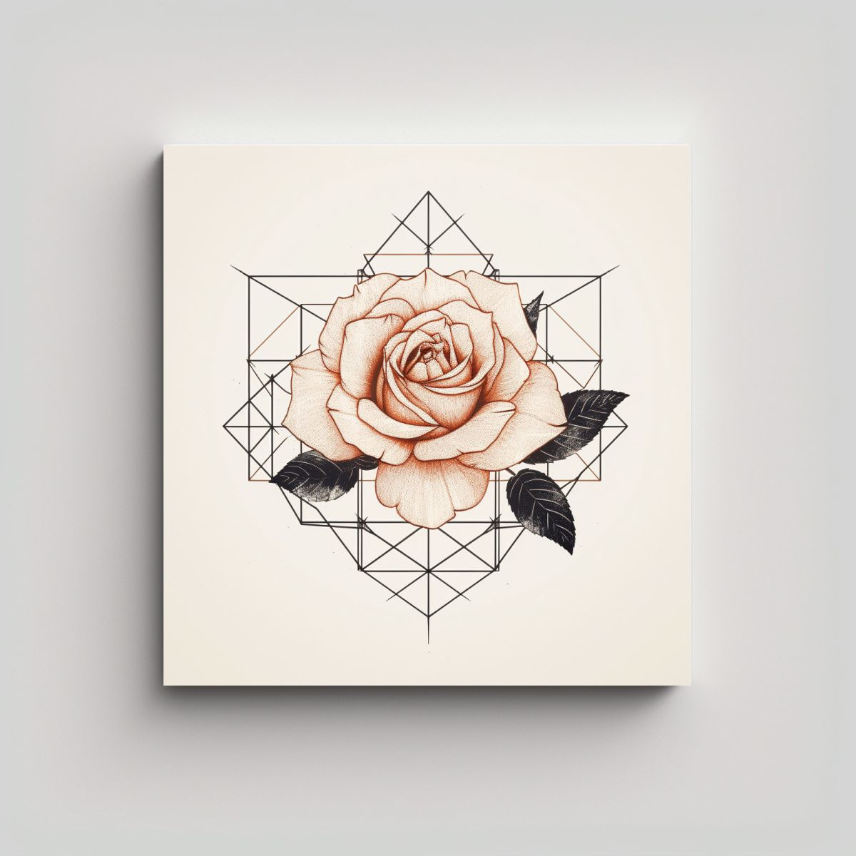 GENERICO - Cuadro Deco Geométrico De Rosa: Diseño Creativo 40x40 Cm