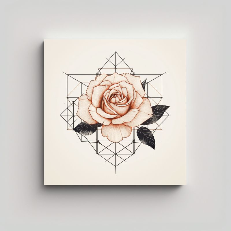 GENERICO - Cuadro Deco Geométrico De Rosa: Diseño Creativo 30x30 Cm